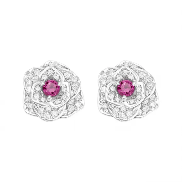 伯爵/Piaget 白金蓝宝石钻石耳环 - 高级珠宝（G38U0088）