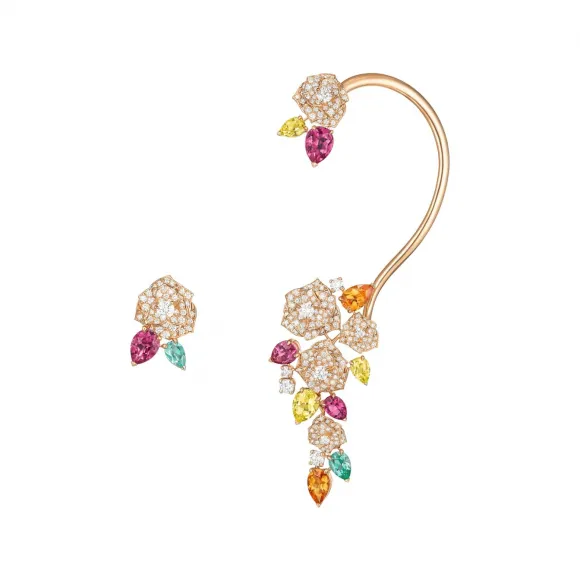 伯爵/Piaget 玫瑰金半宝石钻石耳骨夹 - G38U0091