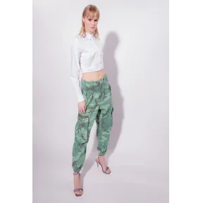 品高/Pinko 水钻装饰迷彩工装裤 100336A0KZSL0