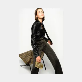 品高/Pinko 皮革效果衬衫式连体衣 1G150F-Y6BFZ99