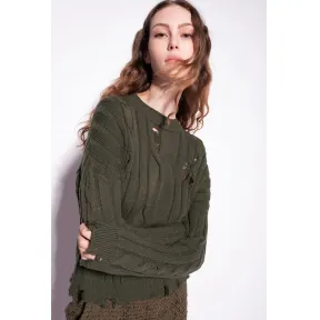 品蔻/Pinko 仿旧效果绞花纹套衫 1G18K3A05ZX18