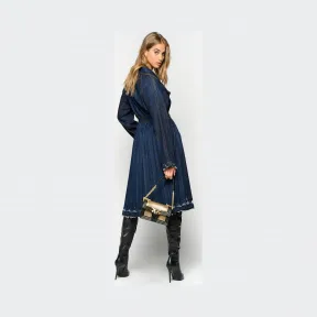 品高/Pinko 蓝色 LEAH STIFF斜纹牛仔布风衣 1J10B5Y5PUF92