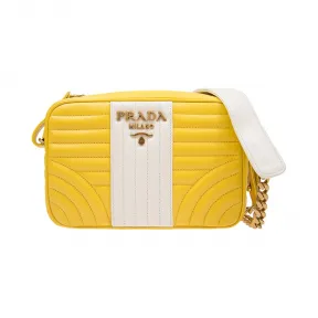 普拉达/Prada  黄色/白色 牛皮 斜挎包 1BH083-2D91-F0YQU