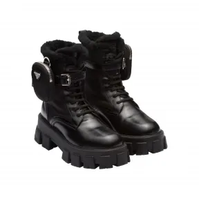 普拉达/Prada Monolith 皮革和尼龙中筒靴 1T255M-3LFZ-F0002-F-ZB55