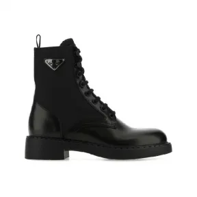 普拉达/Prada 黑色 三角形徽标过膝厚底靴 1WP144F0703LGW-F0002