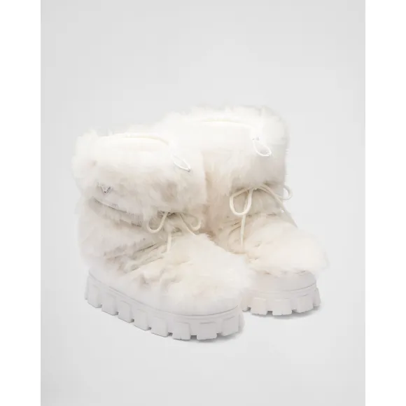 普拉达/Prada 羊皮毛雪地派对靴 1U030N-QMB-F0009