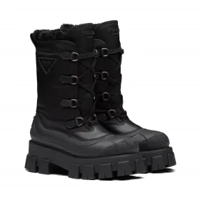 普拉达/Prada Monolith Re-Nylon再生尼龙华达呢中筒靴 1U501M-3LEO-F0002