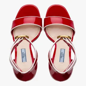 普拉达/Prada 红色+白色  凉鞋 1X172H 06E F0976