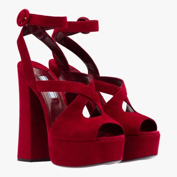 普拉达/Prada 酒红色  凉鞋 1XP945 008 F0D27