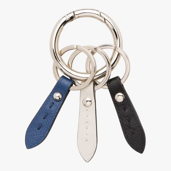 普拉达/Prada 黑色+粉笔白+蓝色  钥匙链 2PP025 053 F0TYA