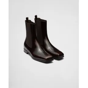 普拉达/Prada 亮面皮革切尔西靴 2TG206-P39-F0038