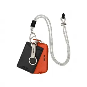 普拉达/Prada Saffiano 皮革挂绳式钥匙包和证章夹 2TT087-053-F0T38