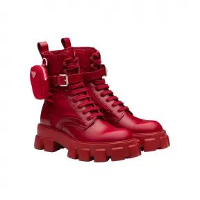 普拉达/Prada Monolith 亮面皮革和尼龙中筒靴 2UE007-3LFR-F0D56-F-D002