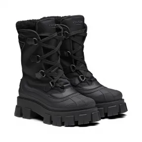 普拉达/Prada Re-Nylon再生尼龙华达呢羊皮毛衬里徒步靴 2UE015-3LEO-F0002