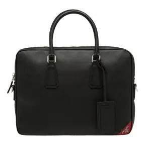 普拉达/Prada 黑色+宝石红  公文包 2VE368 9Z2 F0H0Y