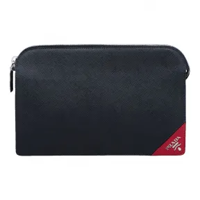 普拉达/Prada 黑色+宝石红 男士 手包 2VF056 9Z2 F0H0Y