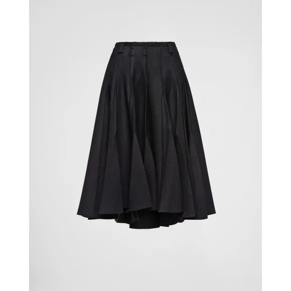 普拉达/Prada 马海羔羊毛褶裥中长半身裙 P191U-G54-F0002