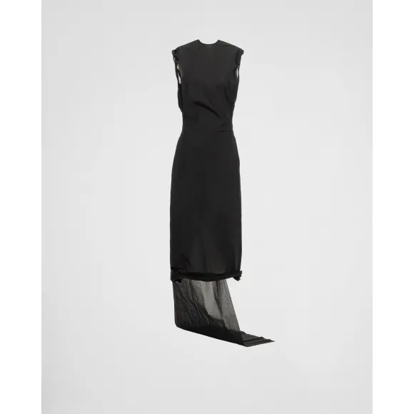 普拉达/Prada 贴花装饰尼龙绉绸连衣裙 P3J96-1249-F0002