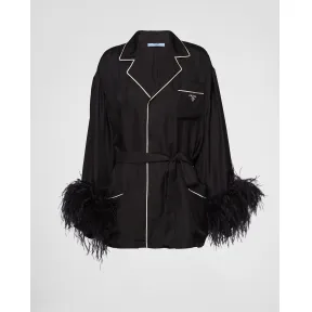 普拉达/Prada 丝质斜纹布睡袍 VT6061-11NU-F0002