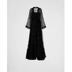 普拉达/Prada 刺绣欧亘纱雪纺睡袍 VT6065-1X5M-F0002