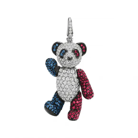 麒麟/qeelin Paris Bo Bo 18K 白金钻石、红宝石及蓝宝石吊坠 (大) (全球限量发售) BBC-010-PD-PARIS