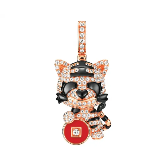 麒麟/qeelin Tiger Bo Bo 18K玫瑰金钻石及红瑪瑙吊坠 (全球限量发售) BBC-020-PD-TIGER