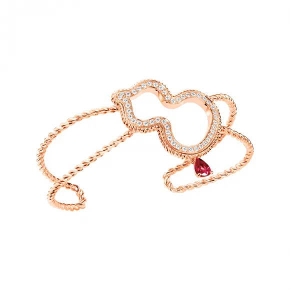 麒麟/qeelin Wulu 18K玫瑰金钻石及红宝石手镯 尺吋为15.5/16.5公分 全球限量发售 WU-020-OBN155-RGDRU