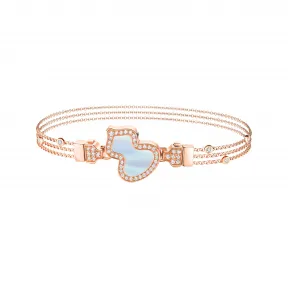 麒麟/qeelin Wulu 18K玫瑰金钻石及珍珠母贝手带扣子 (手带,手链及手镯另外发售) WU-030-BU-RGDMOP