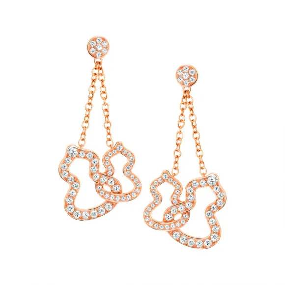 麒麟/qeelin Double Wulu 18K玫瑰金钻石耳环 WU-030-DBER-RGD