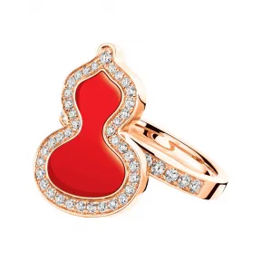 麒麟/qeelin Wulu 18K玫瑰金钻石及红玛瑙戒指 (小) WU-030-SRI-RGDRA