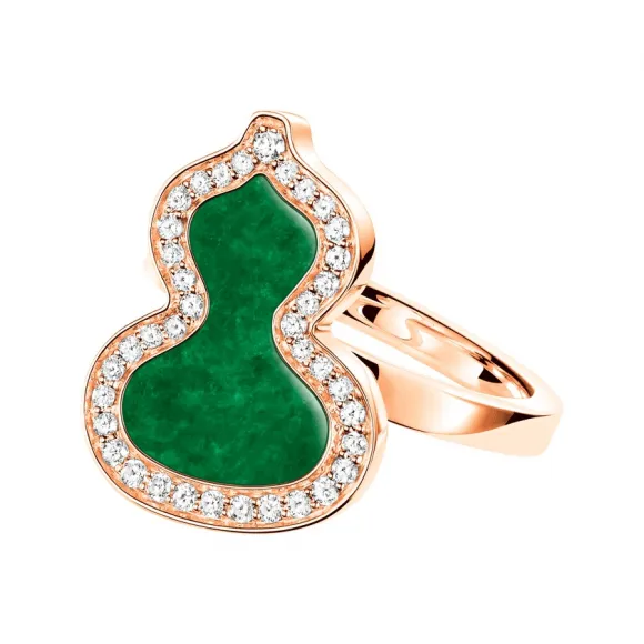 麒麟/qeelin Petite Wulu 18K玫瑰金钻石及翡翠戒指 WU-040-SRI-RGDGJE