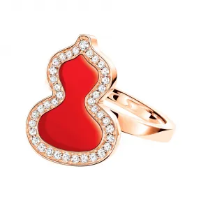 麒麟/qeelin Petite Wulu 18K玫瑰金钻石及红玛瑙戒指 WU-040-SRI-RGDRA