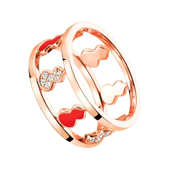 麒麟/qeelin Wulu 18K钻石及HyCeram®葫芦小八福戒指  （戒指尺寸可分为欧码49、51、53、56及 58） WU-050-SP44RI53-RGDREDE