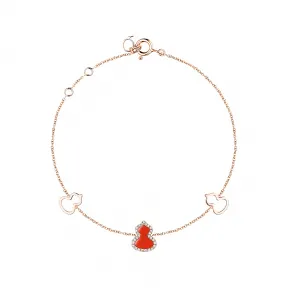 麒麟/qeelin Petite Wulu 18K玫瑰金钻石及红玛瑙手链 WU-BR0001B-RGDRA