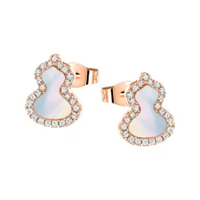 麒麟/qeelin Petite Wulu 18K玫瑰金钻石及珍珠母贝耳环 WU-ERSD0002B-RGDMOP