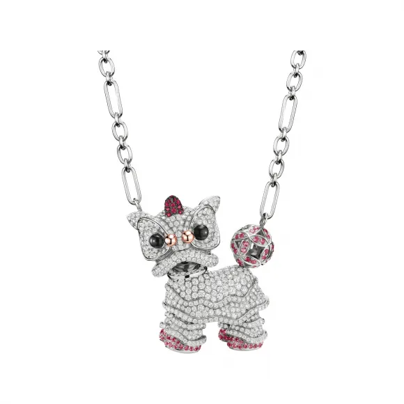 麒麟/qeelin Xi Xi 18K白金钻石、红宝石及缟玛瑙项链 (全球限量发售) XX-003-FPNL-WGDRU