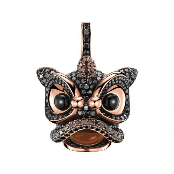 麒麟/qeelin Xi Xi 18K玫瑰金黑钻石及缟玛瑙吊坠 (大) XX-010-PD-RGBD