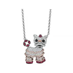 麒麟/qeelin Xi Xi 18K白金钻石、红宝石及缟玛瑙项链 (中) XX-020-FPNL29-WGDRU