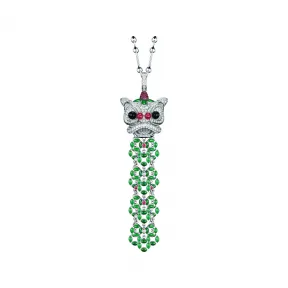 麒麟/qeelin Couture Xi Xi 18K白金钻石、翡翠、红宝石及缟玛瑙吊坠 XX-088-FPPD-WGDRUGJE