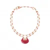麒麟/qeelin Yu Yi 18K玫瑰金钻石及紅玛瑙双手链 (小) YY-030-BL-RGDRA