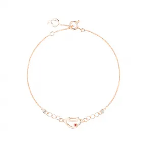麒麟/qeelin Xiao Q Yu Yi 18K玫瑰金钻石及红宝石手链 YY-050-XQBL-RGRU