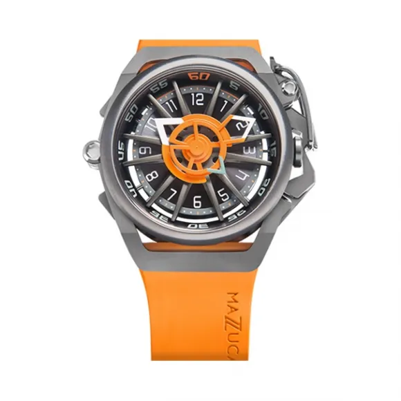 MAZZUCATO手表 RIM系列机械石英双面反转手表男 热力橙RIM 05-OR5555