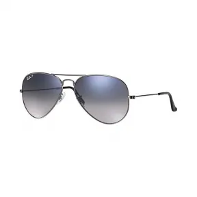 Ray-Ban 雷朋 飞行员·渐变 RB3025 枪色 - 金属 - Blue/Grey 偏光镜片 - 0RB3025004/7858