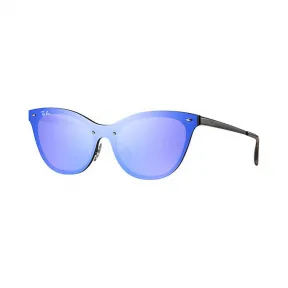 Ray-Ban 雷朋 Blaze Cat Eye RB3580N 黑色 - 不锈钢 - 紫罗兰色/蓝色 镜片 - 0RB3580N153/7V43