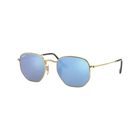 雷朋/Ray-Ban 六角形‧平面镜片 搭 金色 的 浅蓝色 太阳眼镜 RB3548N-001-9O-54-21