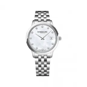 雷蒙威/Raymond Weil 白色珍珠贝母表盘带11颗真钻腕表 - 托卡塔系列 34 MM 石英机芯 5385-ST-97081