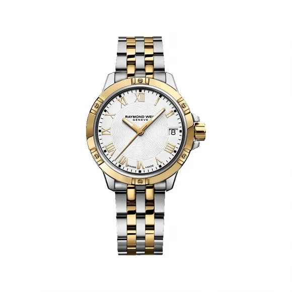 雷蒙威/Raymond Weil 女士双色调金色精钢石英腕表 - 探戈系列 30 MM 石英机芯 5960-STP-00308