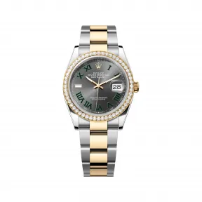 劳力士/Rolex 日志型 36 MM 黄金及蚝式钢 藉恒动摆陀双向自动上链 中性表 M126283rbr-0022