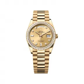 劳力士/Rolex 星期日历型 36 MM 18K黄金 藉恒动摆陀双向自动上链 中性表 M128348rbr-0008