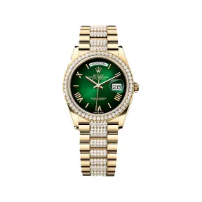 劳力士/Rolex 星期日历型 36 MM 18K黄金 藉恒动摆陀双向自动上链 中性表 M128348rbr-0069